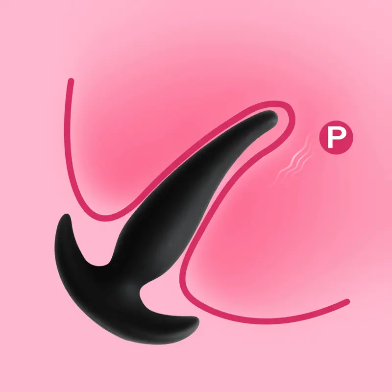 Boom beginner anal plug vibrating inside the anus, stimulating sensitive areas for enhanced pleasure and prostate stimulation.