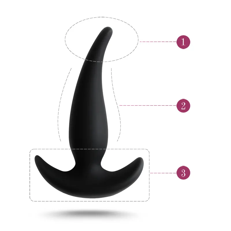 Boom beginner anal plug featuring a soft silicone tip, slender body, and anchor-shaped base for comfortable and secure use.