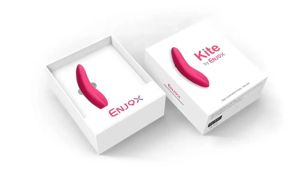 Kite by Enjox discreet packaging for app-controlled vibrating panty, ensures privacy and protection.