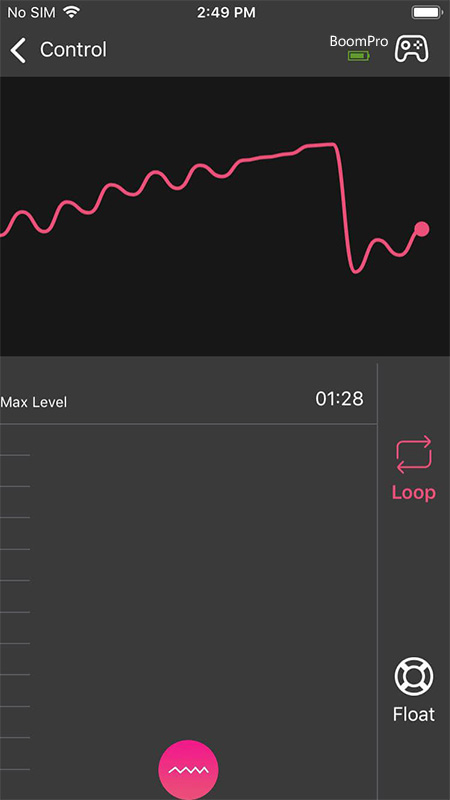 Enjox Remote app screenshot showing intuitive tap and slide control for managing vibration patterns.