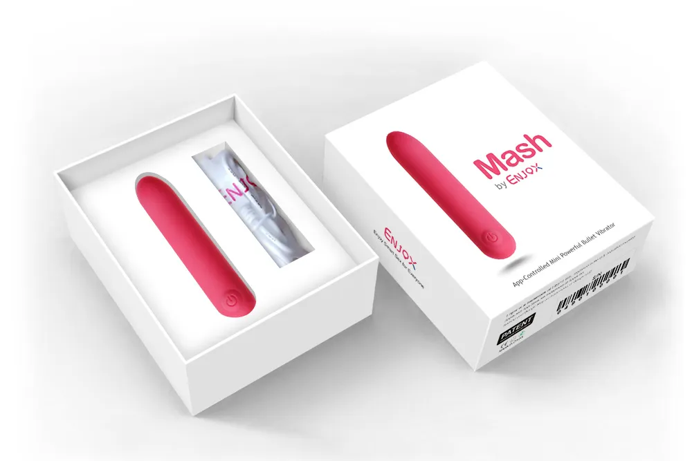 Mash bullet vibrator product packaging with included accessories