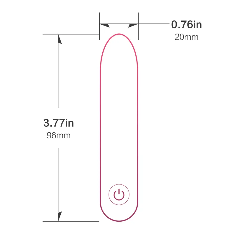 Mash bullet vibrator dimensions: 3.77 x 0.76 inches